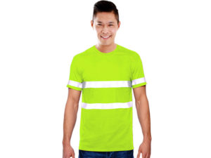 Mens Jesny Moisture Management Crew Neck Safety T-Shirt With Reflective Strips
