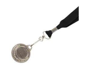 Silver Medal-Dome+Screen Printed Ribbon With 1 Col