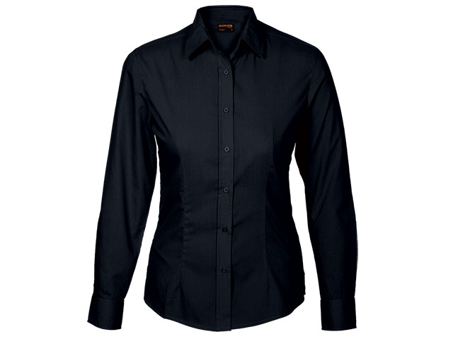 Ladies Basic Poly Cotton Blouse Long Sleeve Shirt - Image 2