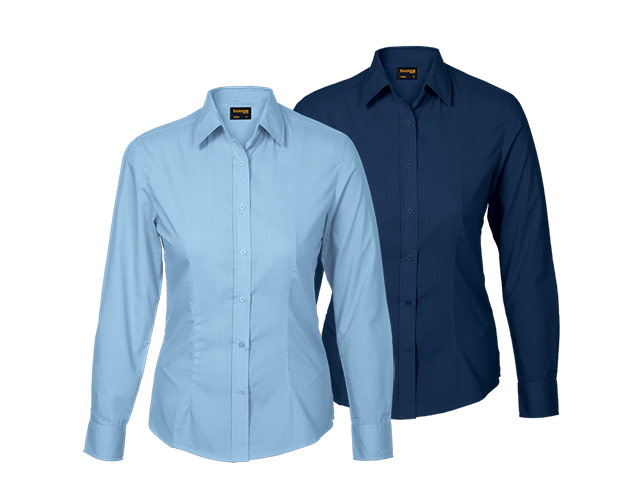 Ladies Basic Poly Cotton Blouse Long Sleeve Shirt - Image 4