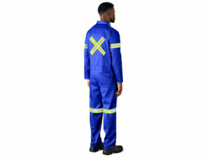 Safety Polycotton Boiler Suit - Reflective Arms Legs and Back - Yellow Tape