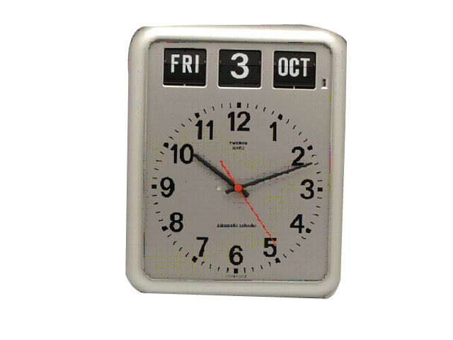 Silver Perpetual Wall Clock With Day/Date And Month