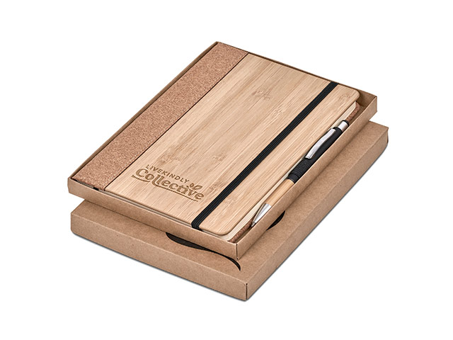 Okiyo Eri Bamboo And Cork Notebook And Pen Set