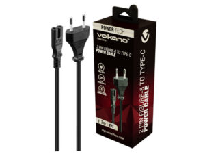 Volkano Presto Series Power Cable 2 Pin Figure 8  To Type-C Euro 1.2M 5A