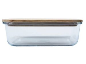 Rect Glass Lunch Box With Wdn Lid