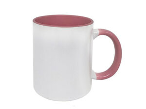 Standard 11Oz Sublimation Mug White Outside/Pink Inside and Handle