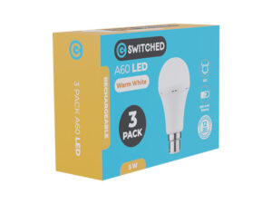 Switched 5W A60 Rechargeable B22 Led Light Bulb Warm White -3 Pack
