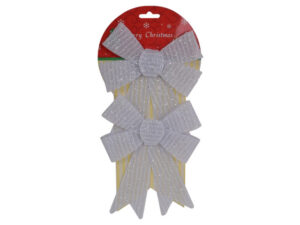 Christmas Silver Glitter Bow Set