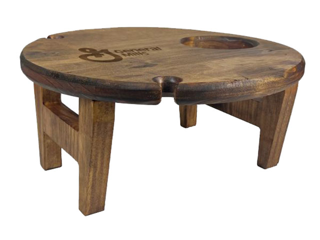 Mpho Round Mini Picnic Table And Wine Bottle Holder