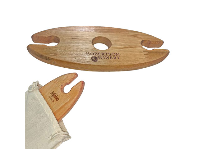 Mpho Wooden Bottle and Wine Glass Holder